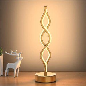 Gold Infinity Spiral LED Table Lamp, Lamps for Bedrooms Dimmable Metallic Lamp